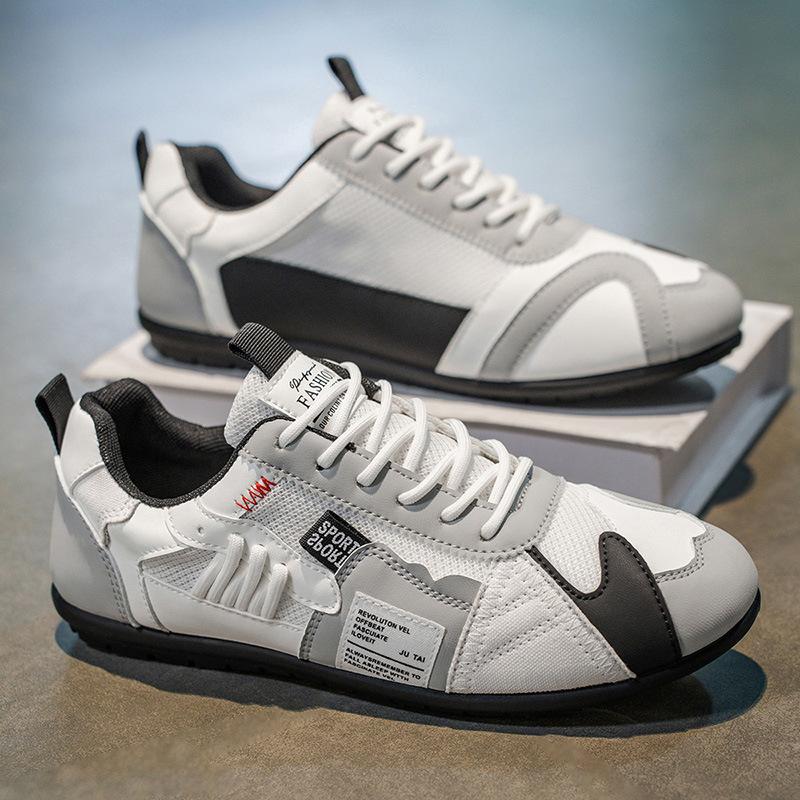 Men's Breathable Casual Sports Shoes - Comfortable Lace Up Shoes, Durable Fabric Upper and Stylish Contrasting Colors, Outdoor Activities
