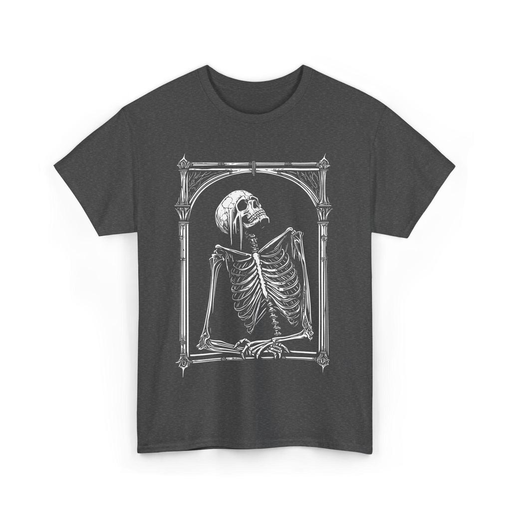 Dark Gothic Skeleton Shirt, Macabre Horror Goth Aesthetic Clothing Memento Mori T-Shirt Dark Academia Art Occult Horror Shirt
