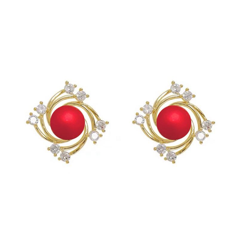 Elegant Chinese Style Versatile Rhinestone Pearl Stud Earrings for Women