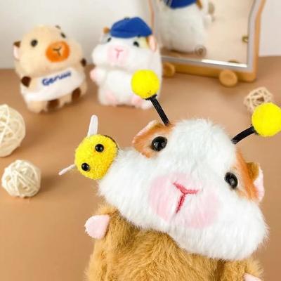 Adorable Doll Keychain Collection Guinea Pig Pendant Plush Toy Figurine Hamster Charm Bell Accessory Keychain Doll