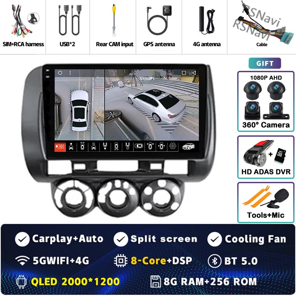 Android 14 Carplay Car Radio For Honda Fit Jazz City 2002 2003 2004 - 2007 Multimedia Video Player Navigation GPS Stereo 2Din BT