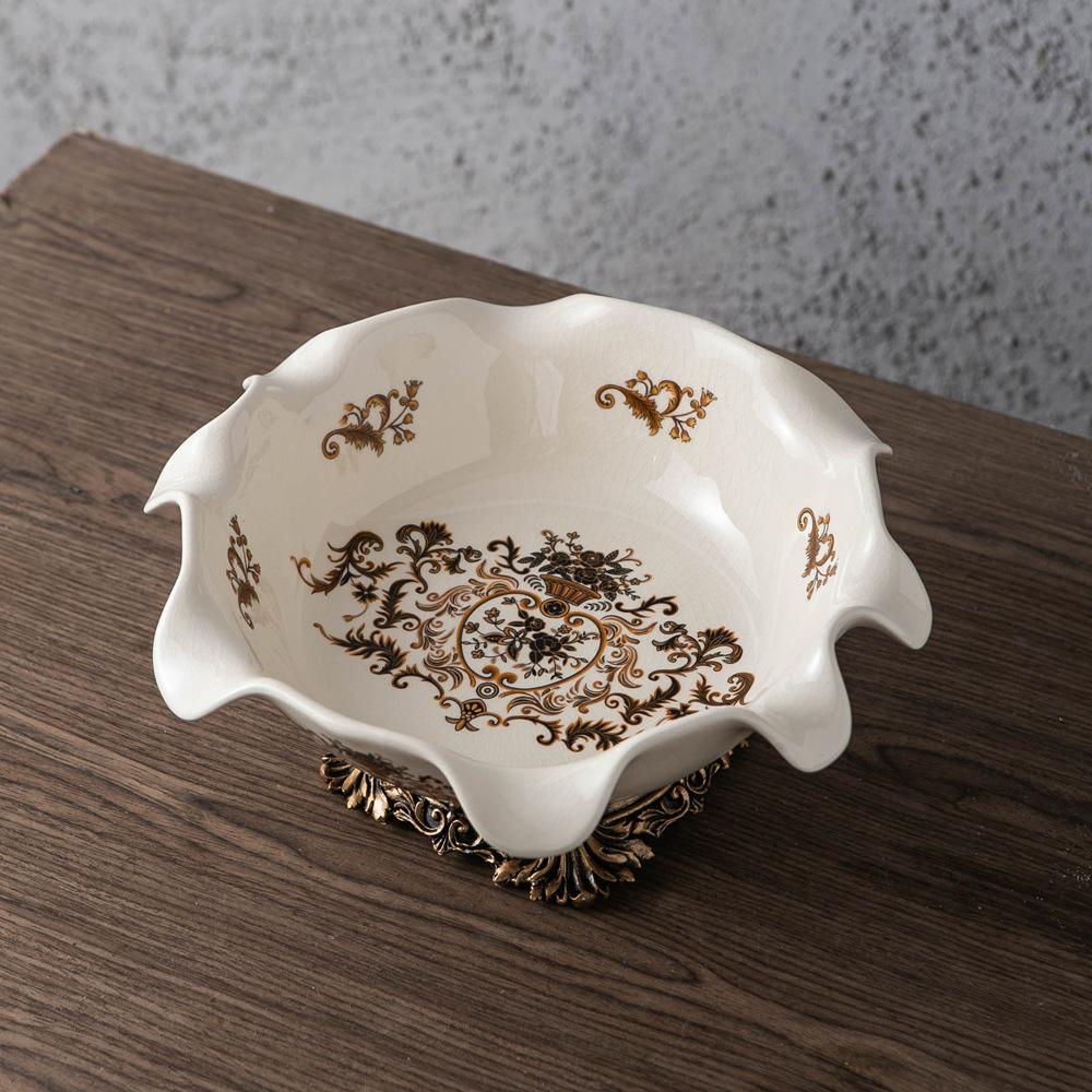 Ceramic Fruit Plate High-legged Tray Desktop Storage Container Candy Bowl Retro Fruit Trays Organizer Jewelry Dish Trinket Dish