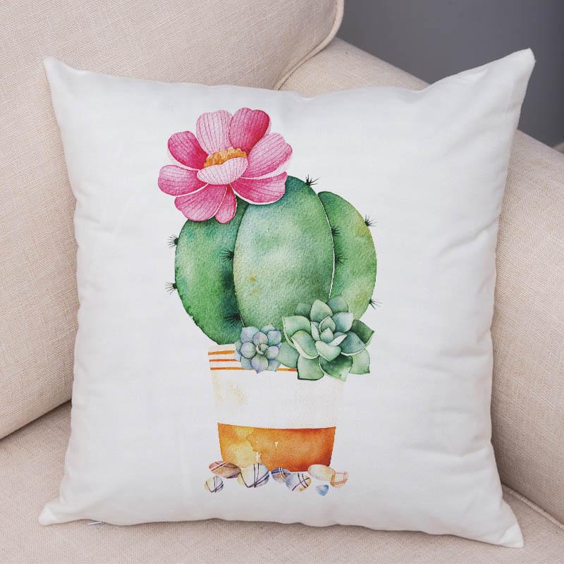 Sofa Zuhause Kissenbezug Aquarell Kaktus Dekorativer Druck Grüne Pflanze Kissen