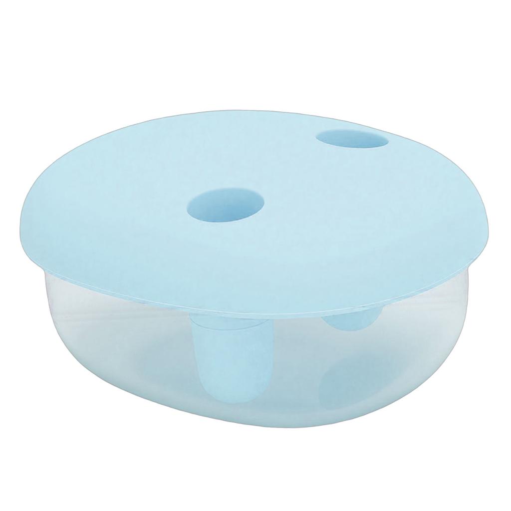 2 In 1 No Mess Snack Container Leak Proof Food Storage Snack Box with Finger Lid Keep Hands Clean Blue