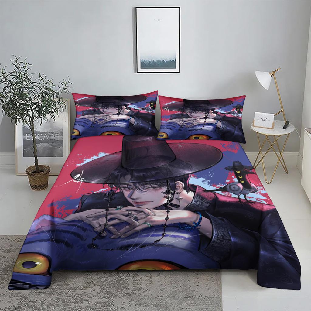 Villain Boy K-Pop D-Demon Hunters 3D Printed Bed Sheet Set with Pillowcase Soft Bedding Kit for Home Decor