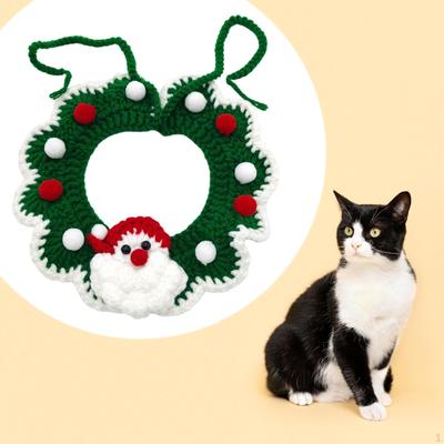 Knitted Cat Collar Scarf Bandana Bib Crochet Adjustable Pets Kitten Necklace