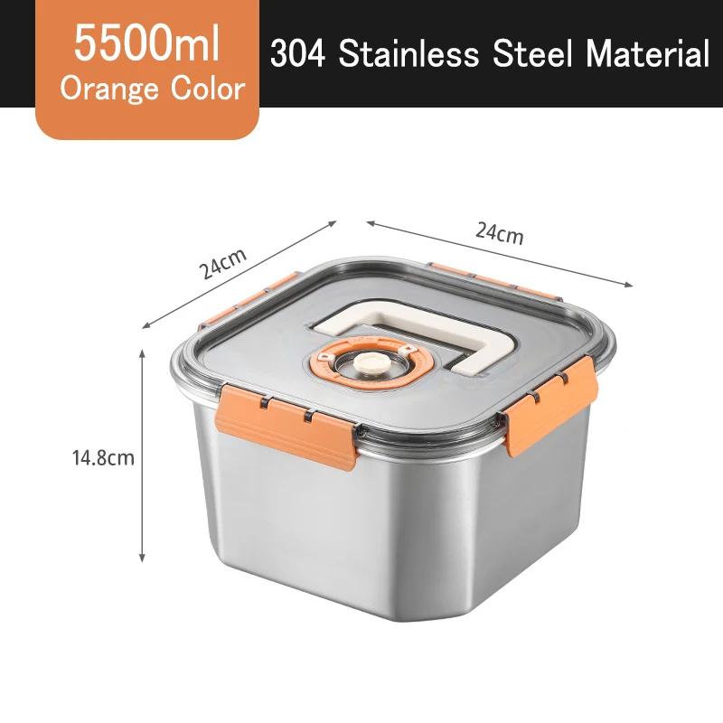 Stainless Steel Food Storage Box Thickened Square Plate Portable Side Dish Container Freshing Lunch Box with Carrying Handle