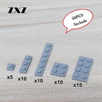 

50PCS Plastic Building Blocks Construction Kid s Toys Plate 1 x 1 1 x 3 1 x 6 2 x 2 2 x 4 Mixed Bulk Small Assemble Particles світло-сірого кольору