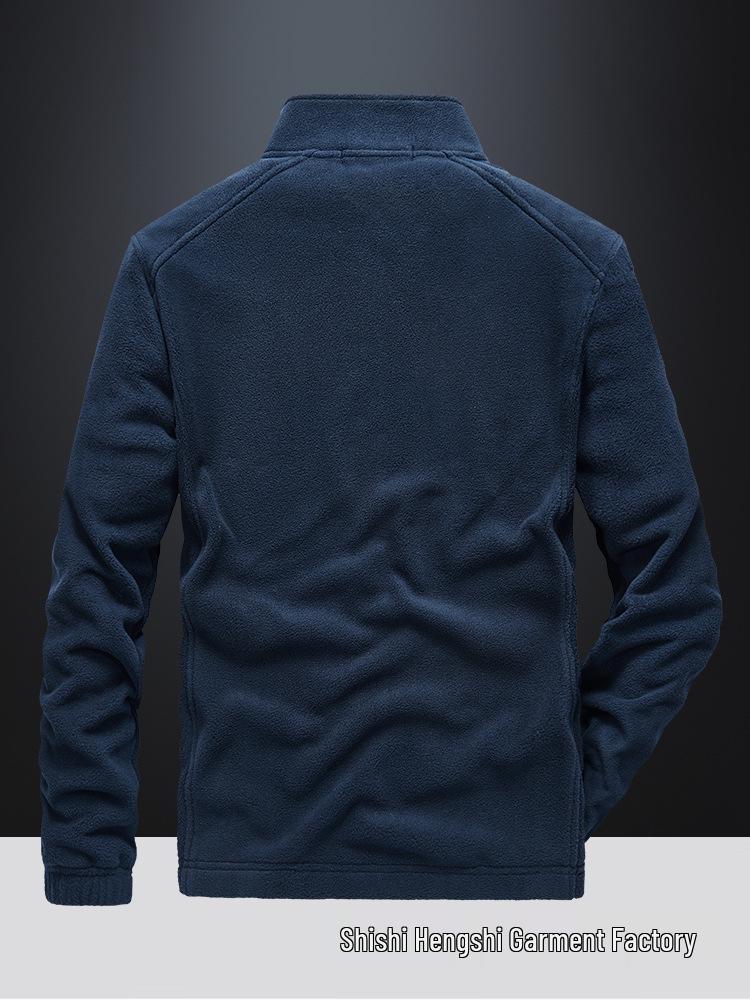 Men's Zipper Fleece Jacket with Side Pockets - Green Youth Style