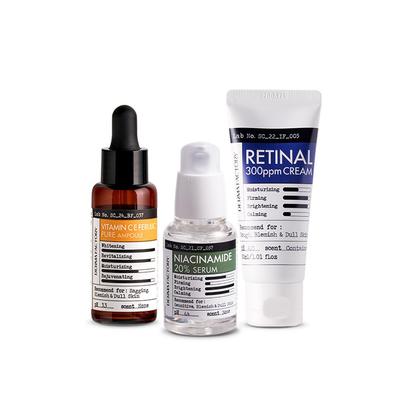 Dermafactory Vitamin CBA Routine Set – Ampule s čistým vitamínem C E ferulovou kyselinou + Sérum s 20% niacinamidem + Krém s 300 ppm retinolu, korejský