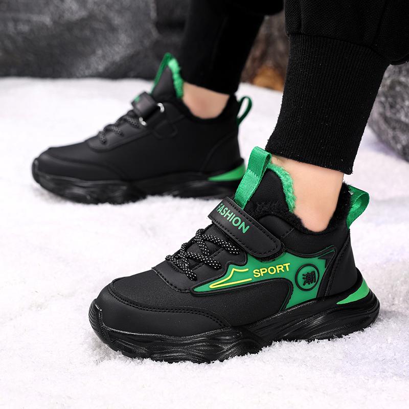 Boys Girls Winter Sports Casual Cotton Sneakers Keep Warm Walking Running Shoes for Kids Students Tennis Trainers