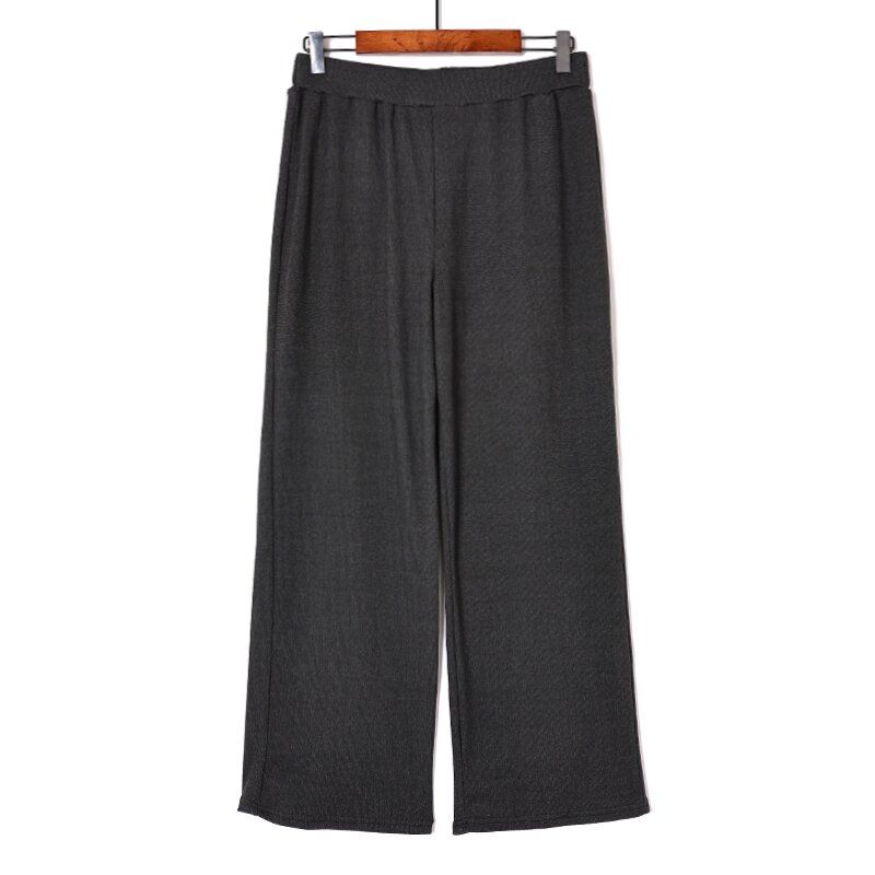 

Spring and Autumn Women s Solid Color Loose Casual Drooping Wide-Leg Pants Grey M