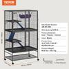 64.6" Metal Small Animal Cage 4-Tier Rolling Ferret Cage with Tray 3 Ramps