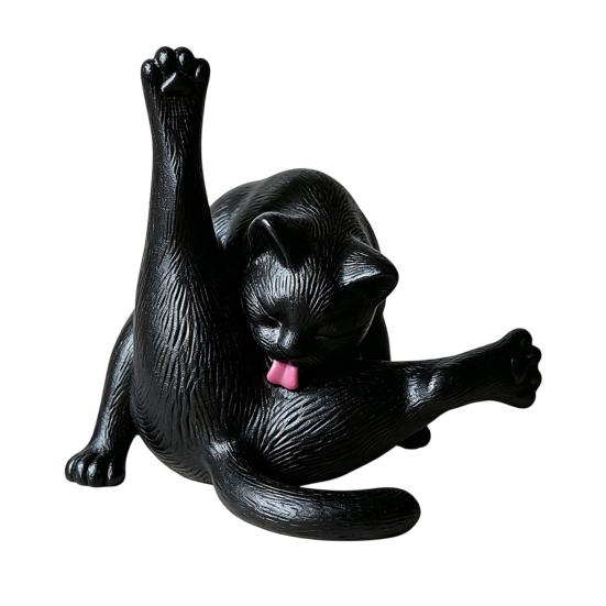 3D Printed Licking Butt Cat Figurine, Funny Black White Kitten Statue, Animal Sculpture Desktop Decoration for Home Office Bookshelf