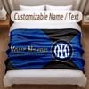 Inter Milan Printed Flannel Blanket Custom Name Text Soft Warm Throw For Bedroom Holiday Gift