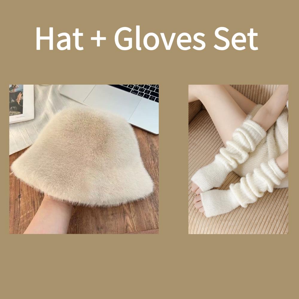 1 Fluffy Fur Fisherman Hat for Women Winter Plush Ear Protection Cap Windproof Warm Bucket Hat for Outdoor Cycling Hiking Travel