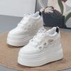 Fashion 10CM Genuine Leather Comfy Breathable Hidden Heel Flats Skate Board Platform Wedge Sneakers Vulcanized Chunky Shoes