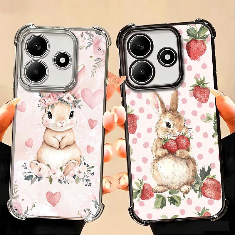 Cute Cartoon Bunny Rabbit Plating Phone Case For Xiaomi Poco X5 X6 X7 X8 Pro Max F8 Ultra F7 M8 M7 M5S Redmi 15C 15 14C 13C 13 X