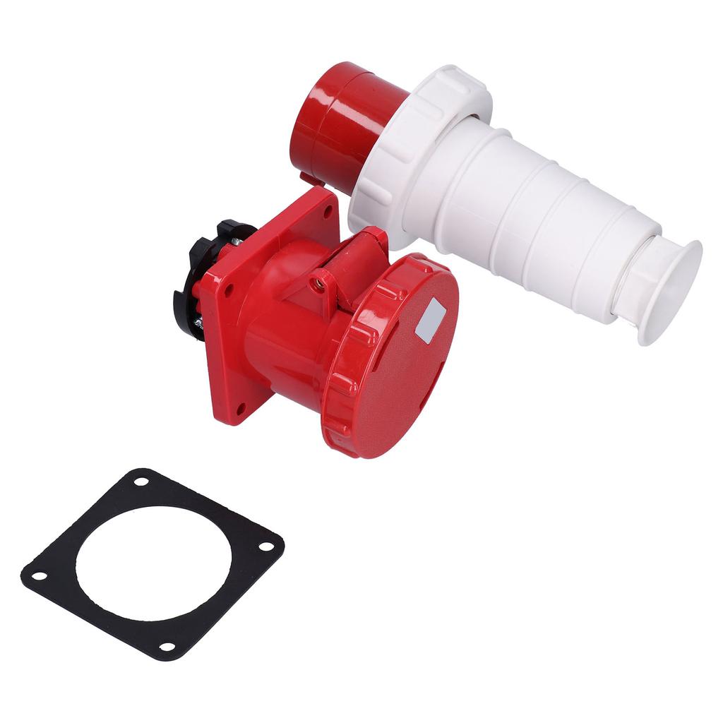 Set Conector de Alimentare Industrial cu 3 Faze și 4 Pini, Priza și Fișă, Ascuns, Impermeabil, 380415V 63A 3P+E