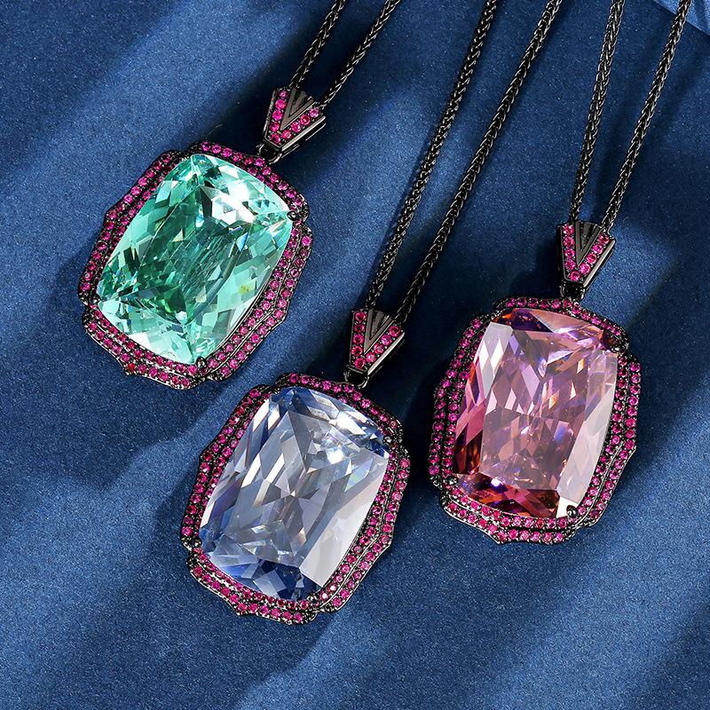 Jewelry Copper Bottom Gold-Plated Simulation Nordic Blue Temperament Black Gold Pendant Necklace Main 20 * 28