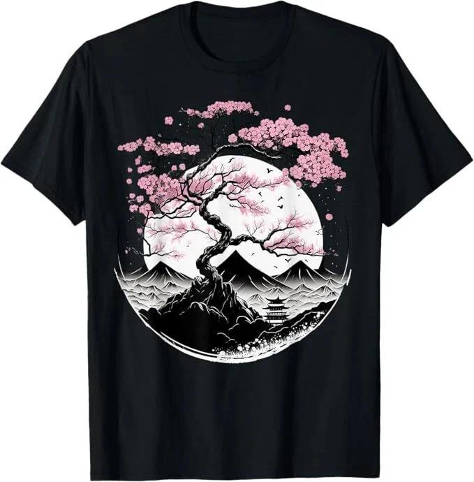 Japanese Sakura Garden Geisha Mount Fuji Cherry Blossom T- Shirt 4XL