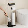 Freestanding Toilet Paper Holder Mobile Bathroom Storage Rack Toilet Brush Holder No Drilling