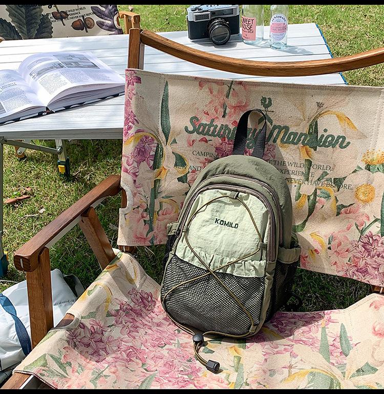 High-Value Color Block Mountain-Style Backpack - Lightweight, Large Capacity, Double Shoulder, Drawstring Design for Couples & Travel.