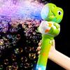 Cute Dinosaur Bubble Gun Electric Bubble Machine Including Light Handheld Bubble Blowing Toy Automatic Soap Blower Summer Outdoor Toy