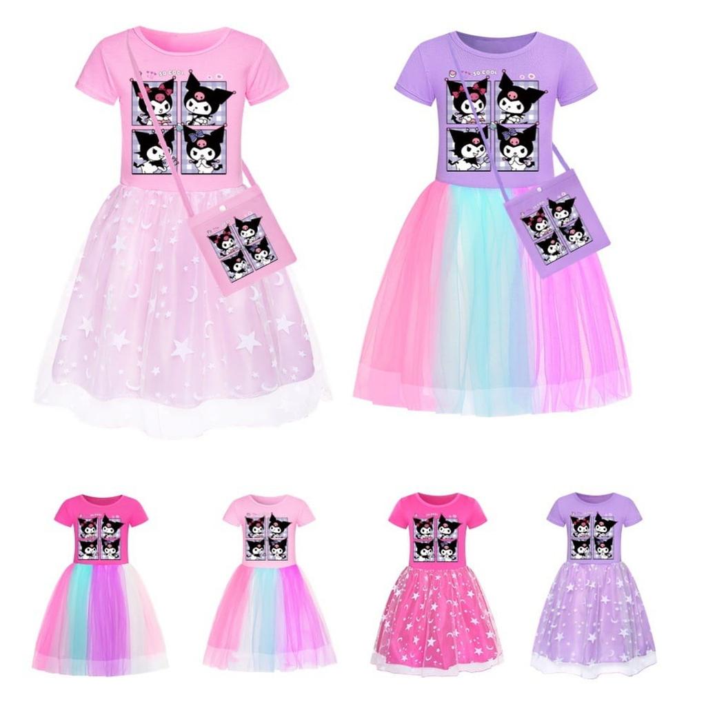 Children Princess Dress Summer Anime Cartoon Kids Girls Lace Mesh Skirt Baby Birthday Party Dresses Gifts