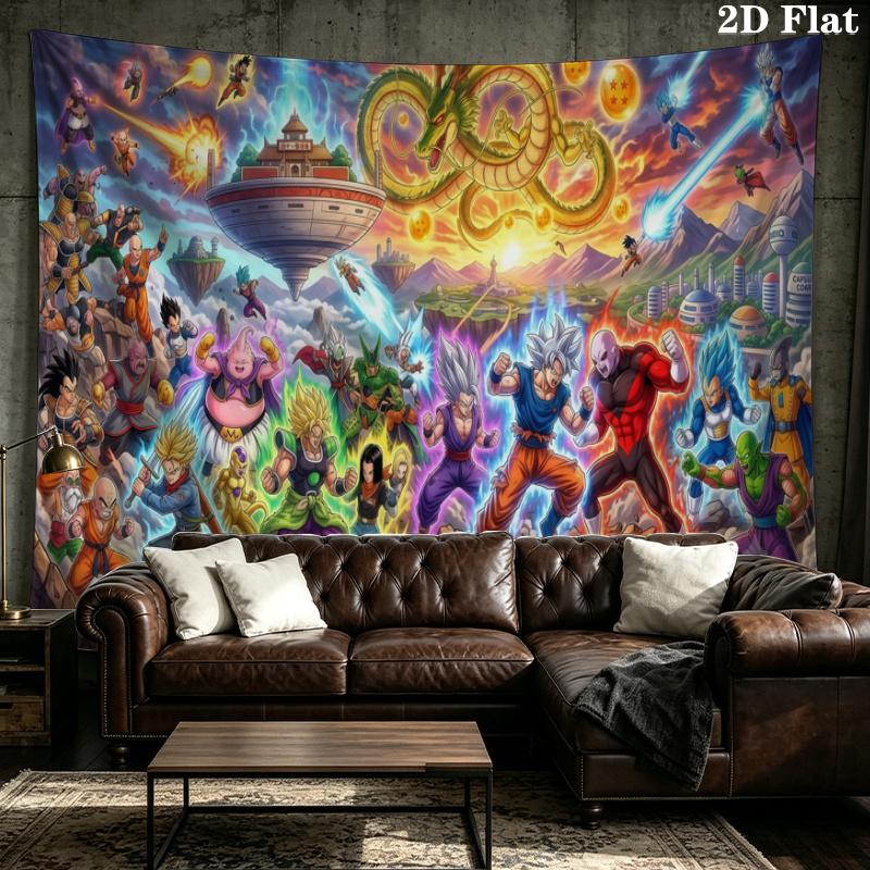Anime Dragonball Wall Tapestry Aesthetic Wall Hanging Printed Fabric Blanket Decorative Tapestries for Bedroom Living Room Home Decor