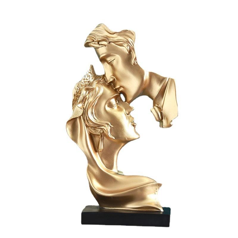 Kreativer Kuss Tiefe Liebe Paar Statue Harz Handwerk Ornament Heimschmuck Wohnzimmer Herbstdekoration Ornament Leichter Luxus