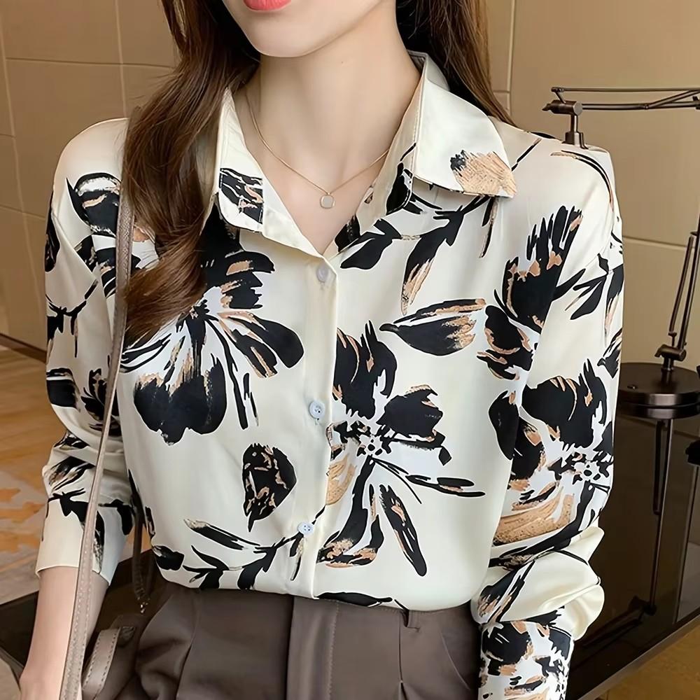 Herbst Winter Kontrastfarbige Hemden Damen 2025 Lässige Langarm Einreiher Bluse Elegante Büro Dame Kleidung