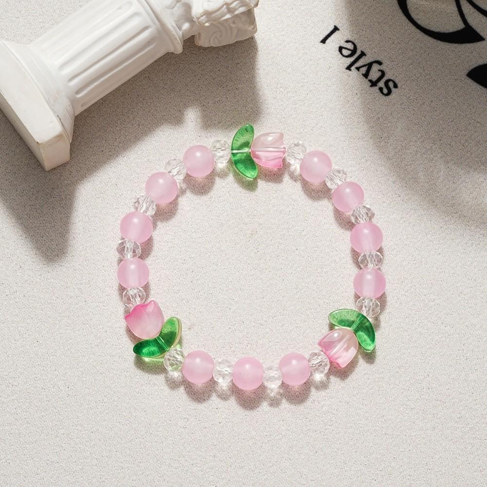 

IF ME модный браслет-тюльпан эластичные браслеты-цепочки из бисера для женщин ювелирные аксессуары 3.pink