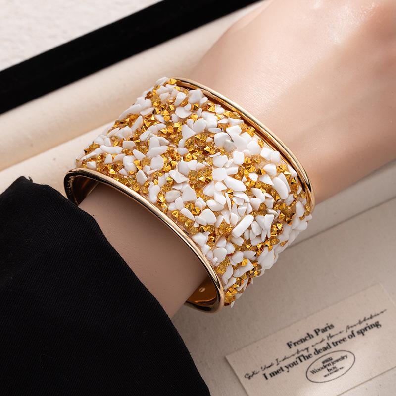 Bohemian Ethnic Wind Beach Bracelet Rhinestone Natural Stone Opening Nightclub Bracelet