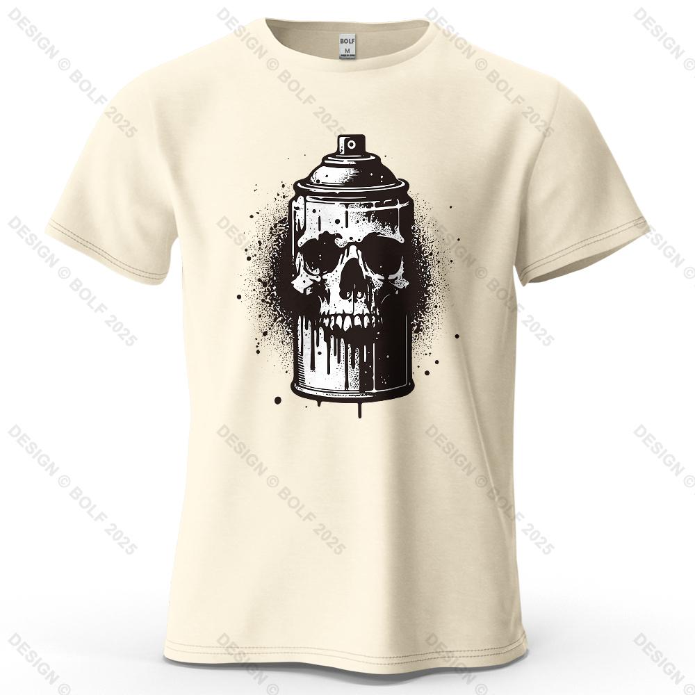 

Skull Spray Can Printed Men s T-Shirt 100% Cotton Oversized Dark Graphic Tees for Women Tops Tees Casual Streetwear 4XL
