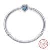 Bracelet 925 Silver Charm Bracelet 17-20CM Shell Blue Leather Rope Bracelet For Women DIY Charm Jewelry Gifts