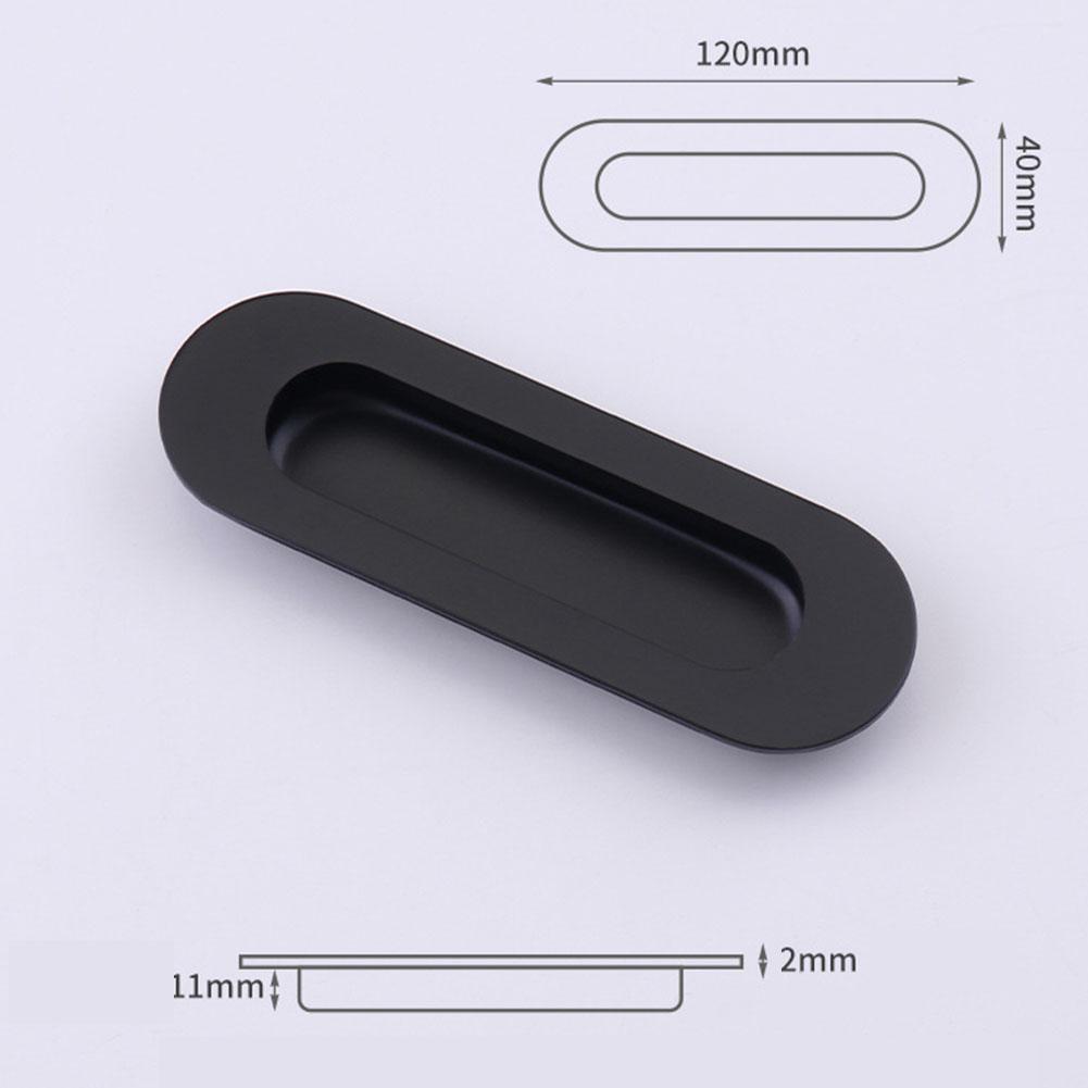 2MM Thick Door Knobs Handle 4mm Screw 120*40mm Embedded Oval Square Stainless Steel Wardrobe Invisible Cabinet