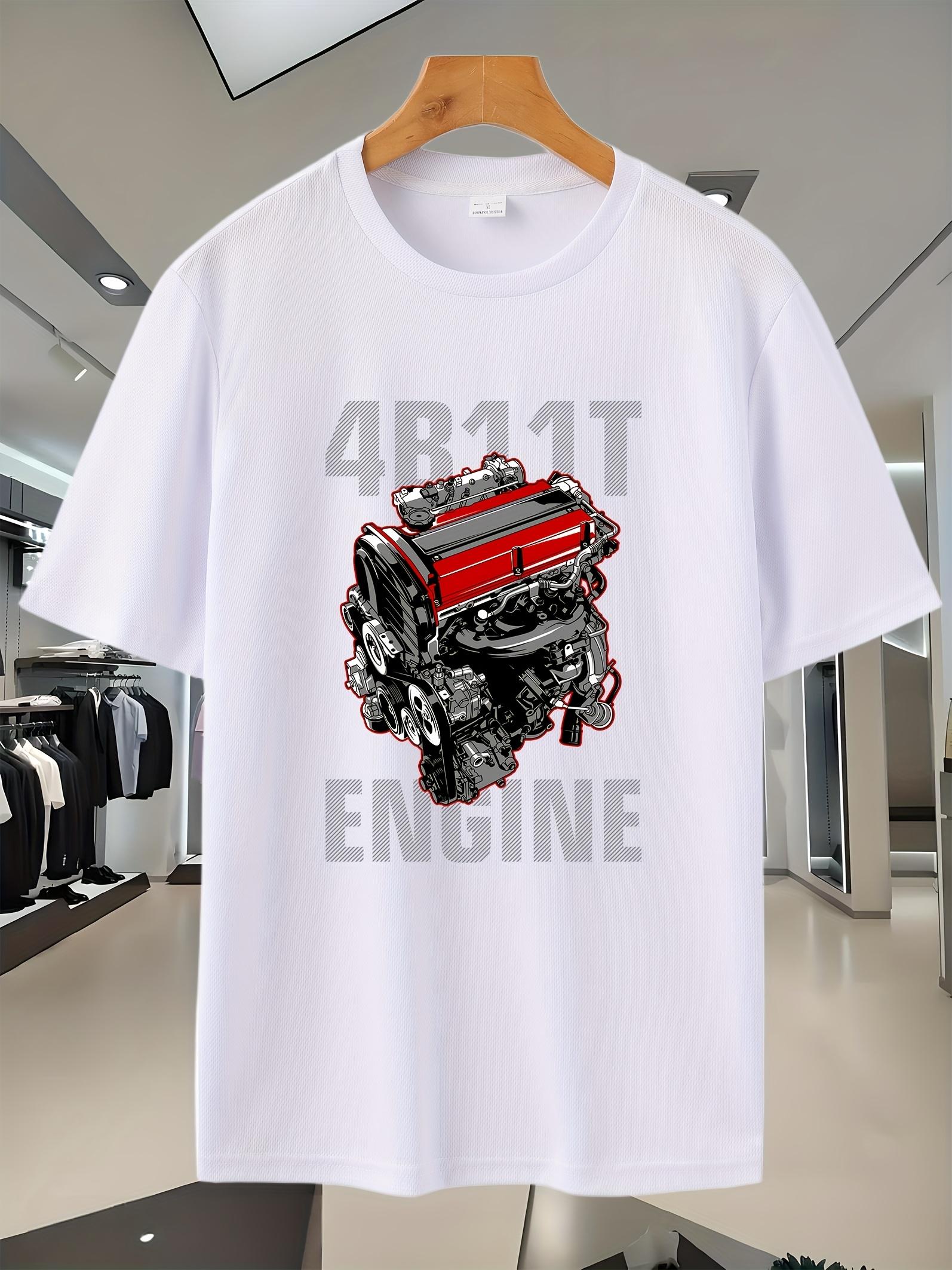 Navy Blue 4B11T ENGINE Graphic T-shirt - Casual XXXXL