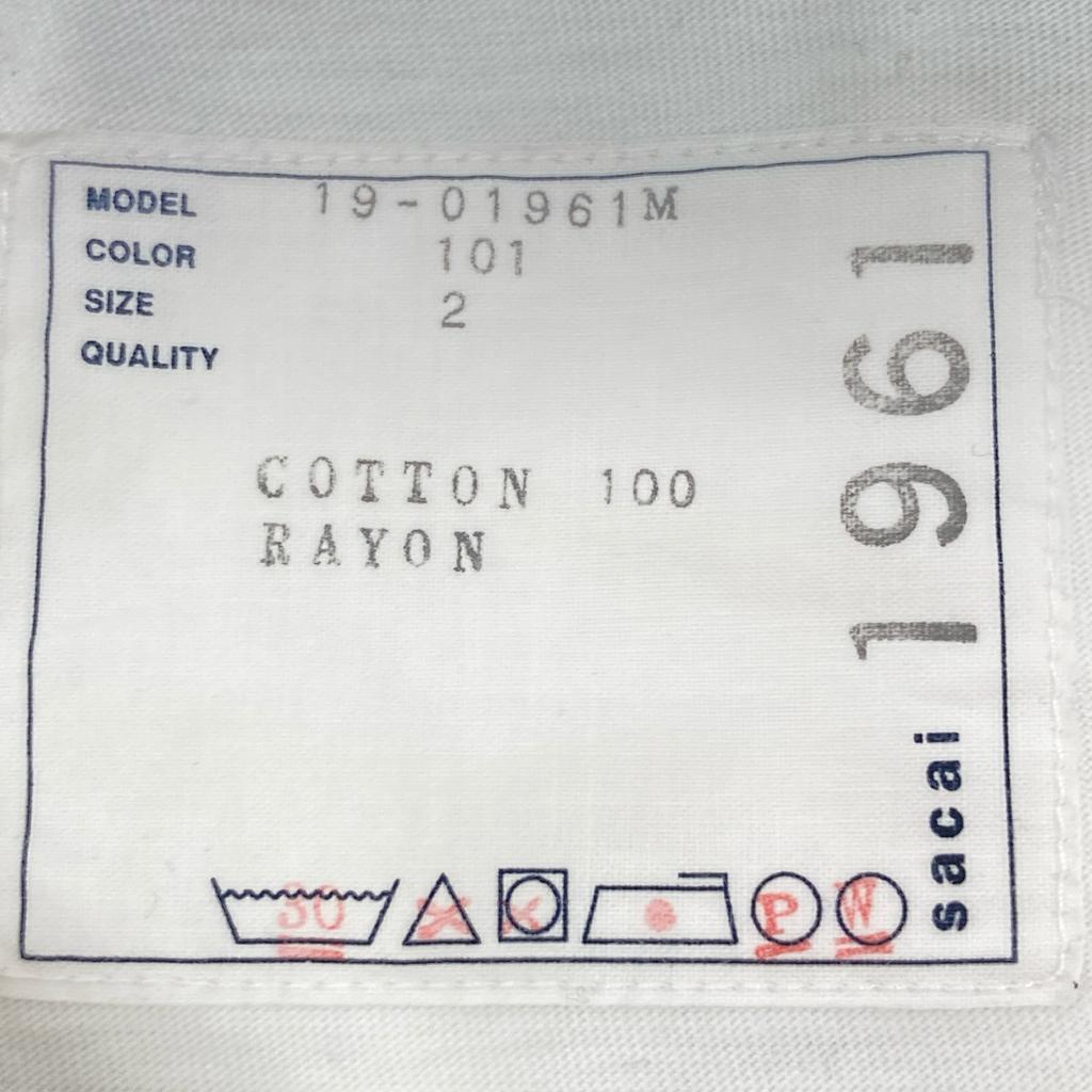 Sacai 19-01961M × Dr.Woo Cotton Tattoo Embroidered T-Shirt Tops 2 whiteUsed