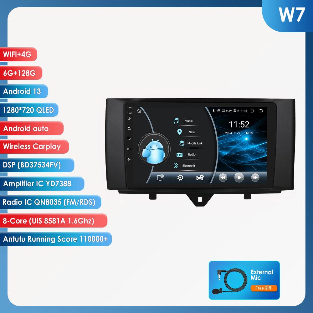 Hizpo Autorádio Carplay 4G Android 13 pro Smart Fortwo 2011-2015 Multimediální přehrávač videa GPS 2din Autorádio Inteligentní obrazovka WIFI Bluetooth RDS FM