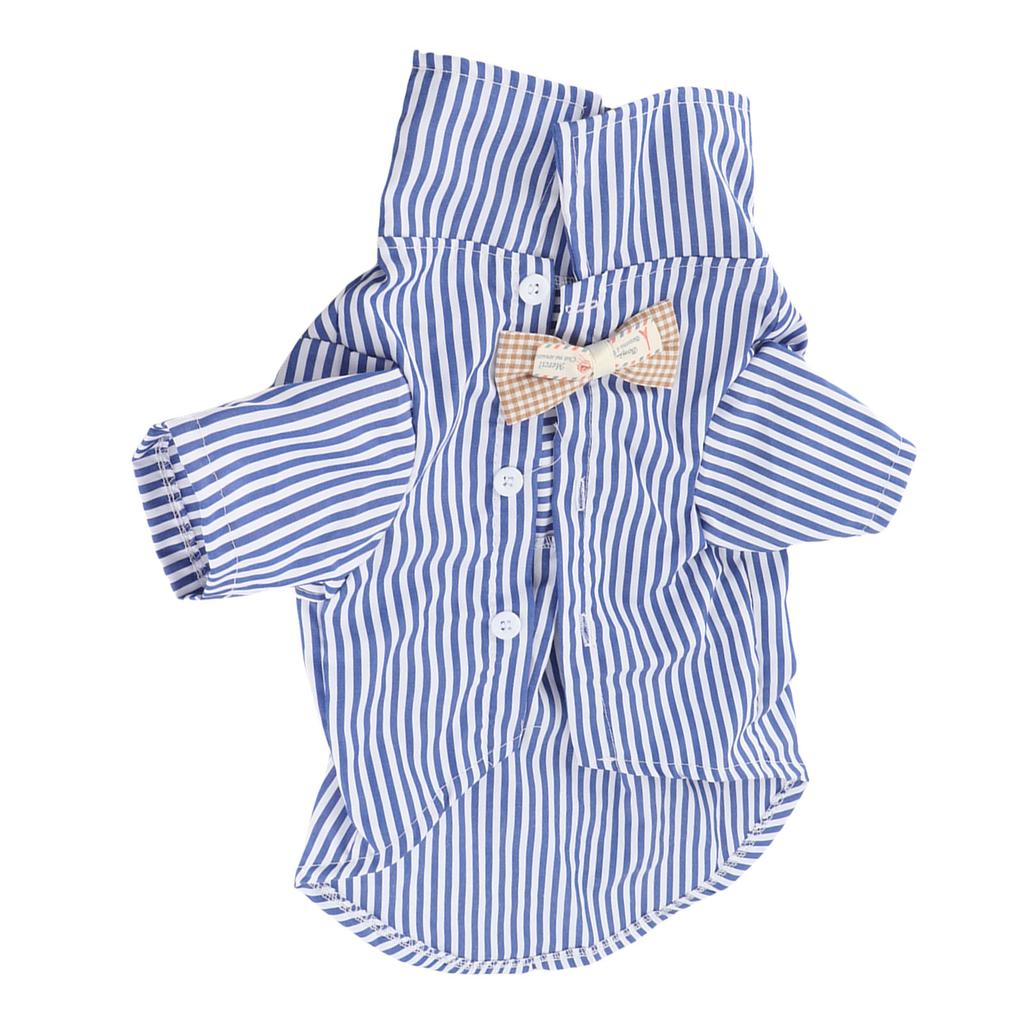 Gestreiftes Hundehemd Atmungsaktiv Lässig Kurzarm Welpenkleidung mit Schleife für Teddy Pomeranian für Frühling Herbst