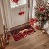 Valentine's Day Floor Mat Entrance Doormat Cute Flower Fox Area Rug Non-Slip Carpet for Bedroom Living Room Hallway Home Decor