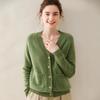 Women's Cashmere V-neck Cardigan: Autumn/Winter, Slimming, Knitted, Raglan Sleeve, Versatile Sweater.