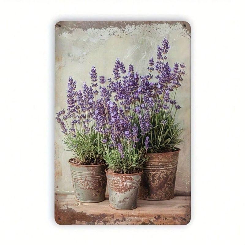 Metal Poster Wall Art Lavender Flower Vintage Kitchen Decor