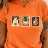 Halloween Retro Ghost Shirt Cute Fall Shirt Womens Halloween Tee Pumpkin Season Tee Tops Creative Stamp Design Printed Tshirt