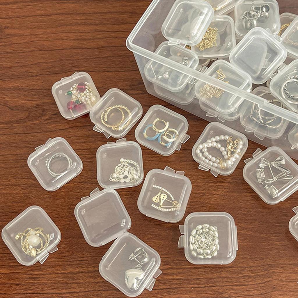 15Pcs Mini Transparent Square Storage Box 3.5x2cm Portable Clear Cube Container Small Plastic Case Multipurpose Organizer boxs