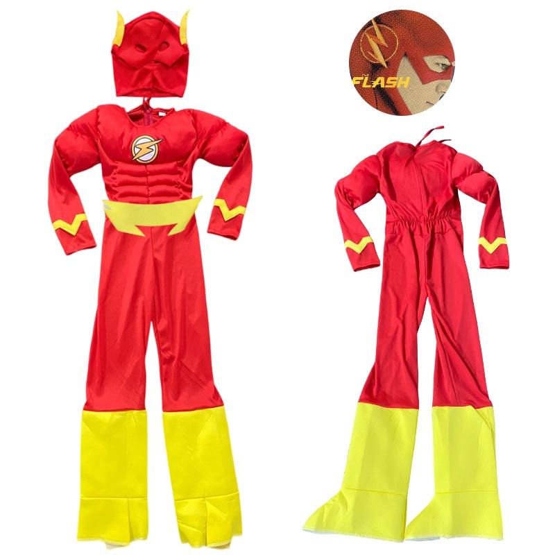 The Movie Flash Muscle Cosplay Costume Set Kids Halloween Party Prop Fans Gifts