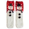 Festival Thickened Coral Velvets Floor Socks for Home Comfort Indoor Fuzzy Slipper Socks with Cartoon Christmas Pattern