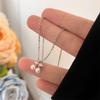Ladies' Cherry Pendant Necklace, Embellished with Imitation Pearls and Zircon Leaves, Summer Fashionable Collarbone Chain, Daily Wear, Birthday Gift