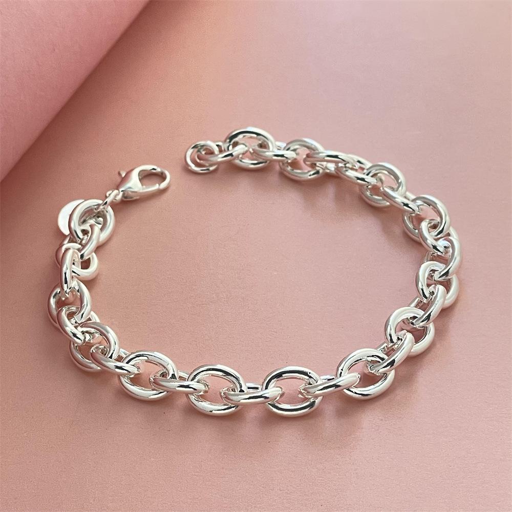 2026 Jewelry Silver-plated Button Bracelet Popular Bracelet Suitable for Men and Women 20CM белый